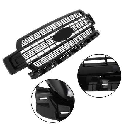 Findmall Front Grille Upper Glossy Black Mesh Chrome Trim Replacement for F250 Super Duty XL XLT 2023 2024
