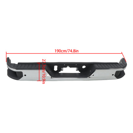 Findmall Chrome Rear Step Bumper for 2020-2025 Chevrolet Silverado and GMC Sierra 2500/3500 HD, With Sensor Holes, GM1103217