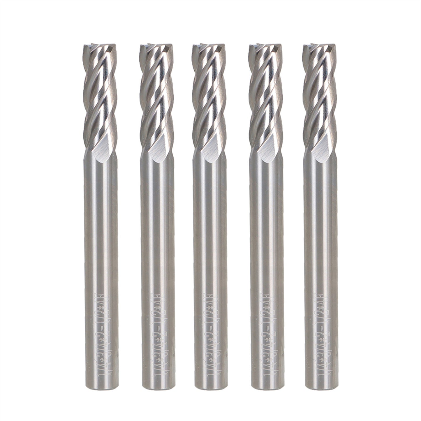 findmall 5Pcs 1/4 Inch Helix Carbide End Mill 4 Flute 3/4 Inch Length of Cut Fit for Aluminum Cut Non-Ferrous Metal Upcut CNC Spiral Router Bit