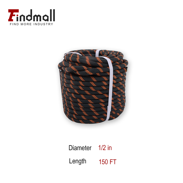 Findmall 1/2in x 150FT / 200FT 48 Strands Polyester Braided Rope, Heavy Duty Bull Rope for Arborist Tree Work, Pulling & Rigging