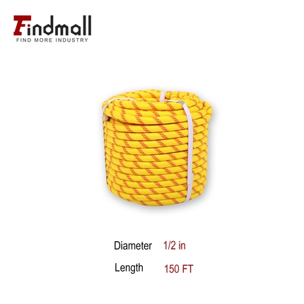 Findmall 1/2in x 150FT / 200FT 48 Strands Polyester Braided Rope, Heavy Duty Bull Rope for Arborist Tree Work, Pulling & Rigging