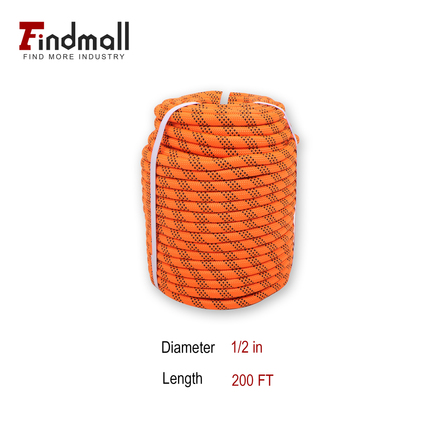 Findmall 1/2in x 150FT / 200FT 48 Strands Polyester Braided Rope, Heavy Duty Bull Rope for Arborist Tree Work, Pulling & Rigging