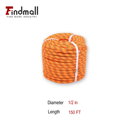 Findmall 1/2in x 150FT / 200FT 48 Strands Polyester Braided Rope, Heavy Duty Bull Rope for Arborist Tree Work, Pulling & Rigging