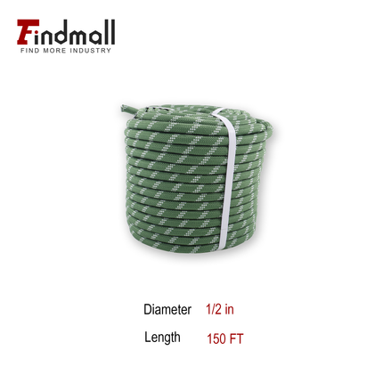 Findmall 1/2in x 150FT / 200FT 48 Strands Polyester Braided Rope, Heavy Duty Bull Rope for Arborist Tree Work, Pulling & Rigging