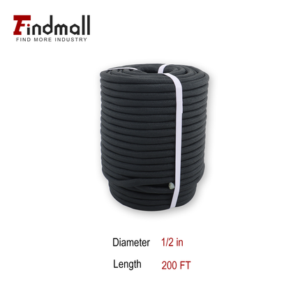 Findmall 1/2in x 150FT / 200FT 48 Strands Polyester Braided Rope, Heavy Duty Bull Rope for Arborist Tree Work, Pulling & Rigging