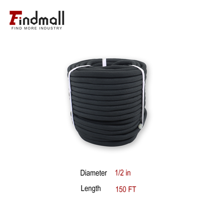 Findmall 1/2in x 150FT / 200FT 48 Strands Polyester Braided Rope, Heavy Duty Bull Rope for Arborist Tree Work, Pulling & Rigging