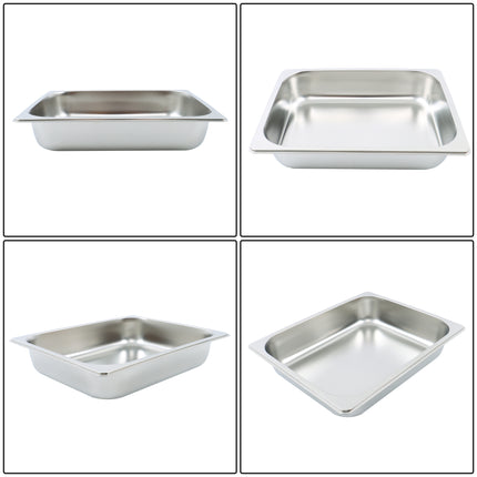 Findmall 4Pcs Half Size Hotel Pans 2.5 Inch Deep 1/2 Size Without Lids | Stainless Steel Steam Table Pan, for Steam Tables, Restaurants, Catering and Industrial Use
