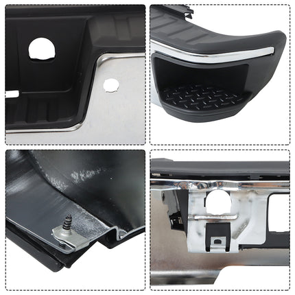Findmall Chrome Rear Step Bumper Assembly for 2014-2018 Chevrolet Silverado 1500 and GMC Sierra 1500