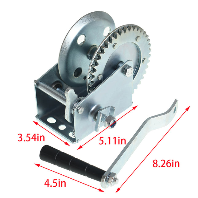 Findmall Boat Trailer Hand Winch with Steel Cable, Heavy Duty Manual Crank Gear Winch with Hook, High Carbon Steel Trailer Winch for Boat, Truck & ATV