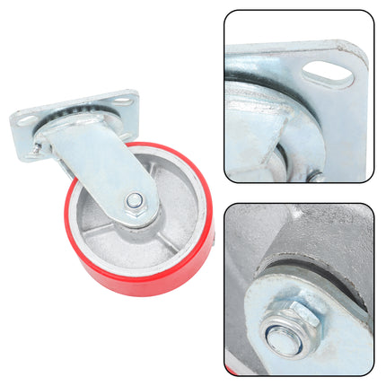 Findmall 4 Pack 4" Polyurethane Swivel Caster Wheels with Double Lock Brake, Top Plate Mount Heavy Duty Casters for Workbenches, Toolboxes & Equipment
