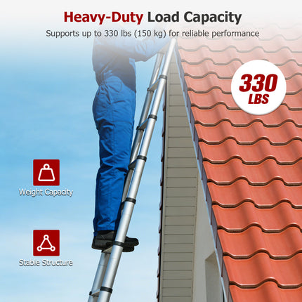 findmall Aluminum Telescoping Ladder with Hooks– Portable Collapsible Extension Ladder with Carry Bag for Home, RV & Outdoor Use