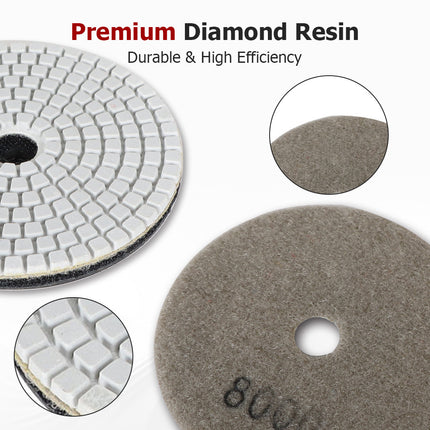 findmall 11PCS 3 Diamond Polishing Pads Kit – Wet/Dry Polishing Pads Set with Backer Pad for Granite, Marble, Quartz, Stone & Glass