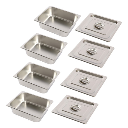 Findmall Stainless Steel Hotel Steam Pan, 1/2 Size, 4" Deep, 13 × 10.5 × 4 Inches, for Cooking, Baking, Grilling & Food Service