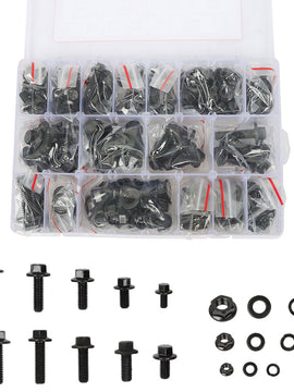 findmall 272PCS Metric Flange Hex Bolts & Nuts Kit – M6/M8/M10 Class 10.9 Black Zinc Plated, Full Thread Assortment (12–30mm)