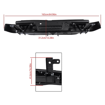 Findmall Black Rear Step Bumper for 2019-2023 Ford Ranger, FO1103225