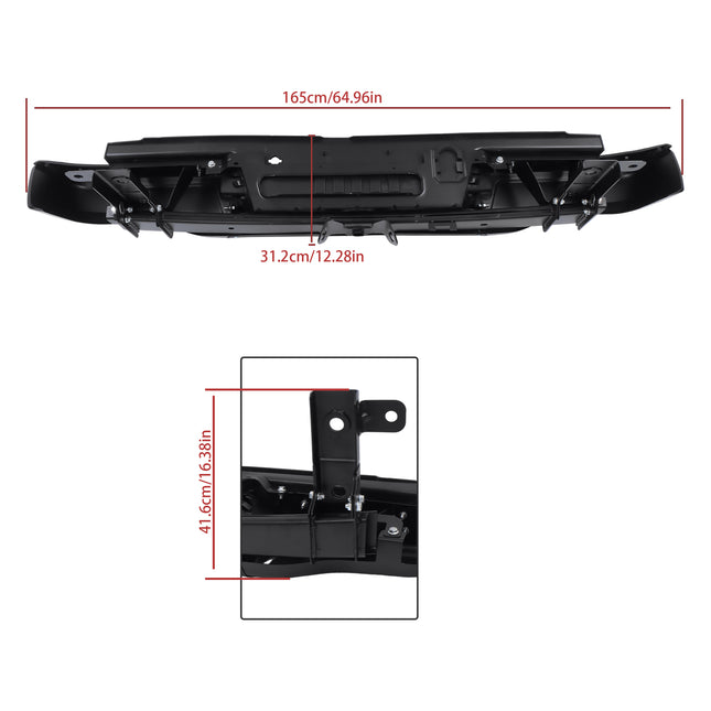 Findmall Black Rear Step Bumper for 2019-2023 Ford Ranger, FO1103225