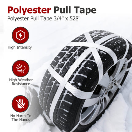 Findmall Polyester Pull Tape Flat Rope, Mule Tape Cable Pulling Tape for Electrical Wire Pulling, Gear Tightening, Cargo Securing & Outdoor Use