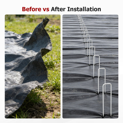 findmall Galvanized Garden Stakes & Gasket Set – Heavy Duty Landscape Staples for Weed Barrier Fabric, Ground Cover & Landscape Fabric