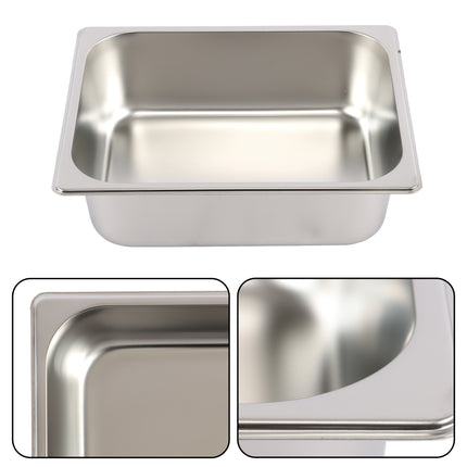Findmall Stainless Steel Hotel Steam Pan, 1/2 Size, 4" Deep, 13 × 10.5 × 4 Inches, for Cooking, Baking, Grilling & Food Service