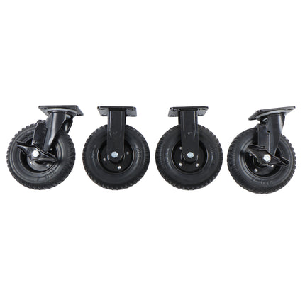 Findmall 4 Pack 8" Rubber Swivel & Rigid Caster Wheels with Wheel Brake, Top Plate Mount, Heavy Duty Casters for Flat Carts, Dollies & Workbenches