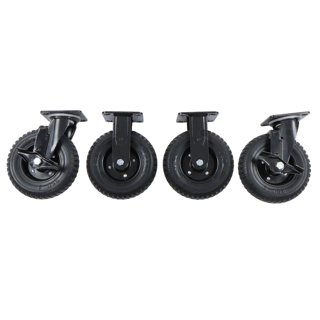 Findmall 4 Pack 8" Rubber Swivel & Rigid Caster Wheels with Wheel Brake, Top Plate Mount, Heavy Duty Casters for Flat Carts, Dollies & Workbenches