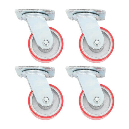 Findmall 4 Pack 4" Polyurethane on Iron Core Swivel Caster Wheels, Top Plate Mount Heavy Duty Casters for Workbenches, Toolboxes & Equipment