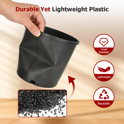 findmall 10pc Plastic Nursery Plant Pots with Drainage Holes – Durable Garden Planters for Flowers, Herbs & Vegetables