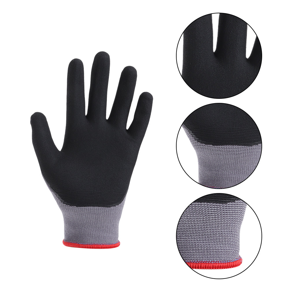 findmall Safety Work Gloves MicroFoam Nitrile Coated Foam Gloves M-Size/6 Pairs