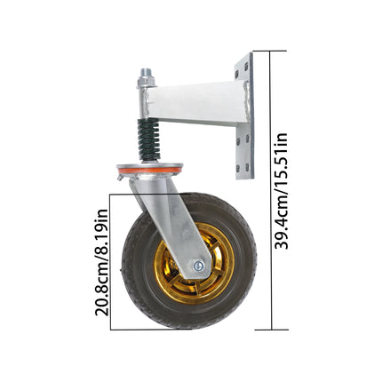 Findmall 2 Pack 8" Rubber Swivel Gate Caster Wheels with Spring Loaded Design, U-Bolt Mount, Heavy Duty Gate Wheels for Metal Tube Gates & Wooden Fence Gates