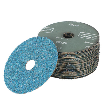 findmall Abrasives 25Pcs Fiber Disc 5 Inch Zirconia Resin Fiber Grinding and Sanding Discs 7/8 Inch Center Hole 24 Grit