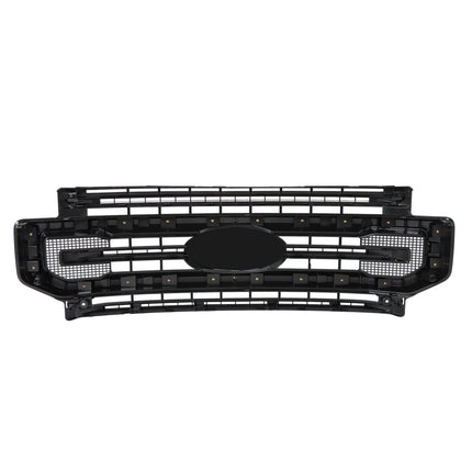 Findmall Front Upper Bumper Grille Glossy Black with 3 Straight Trim Replacement for F250 F350 Platinum Style 2020-2022 Replacement for LC3Z-8200-DB