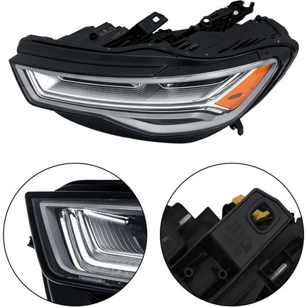 Findmall Driver Side Headlights Assembly with DRL Replacement for A6 S6 2016-2018 Housing Black Lamp LH 1PC 4G0941773K