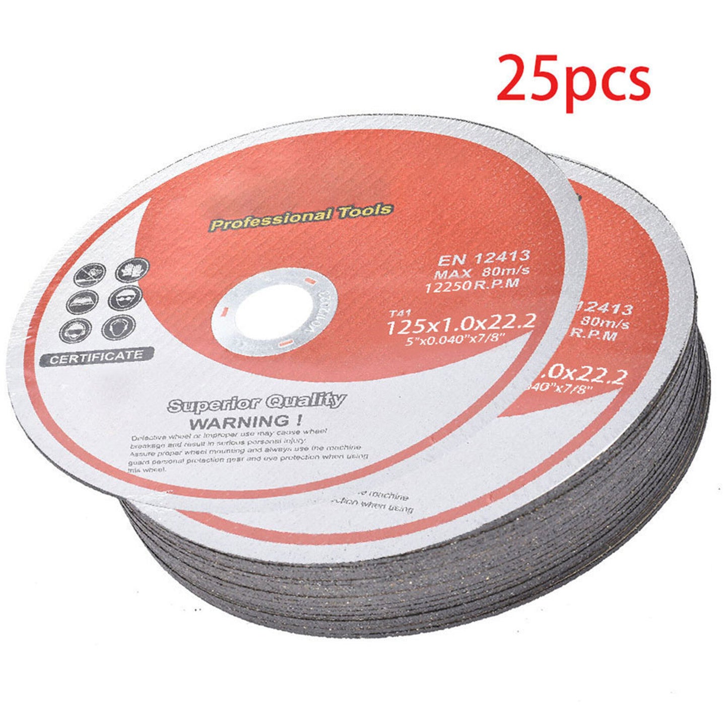 25 Pack 5"x.040"x7/8" Cut-Off Wheel - Metal & Stainless Steel Cutting Discs