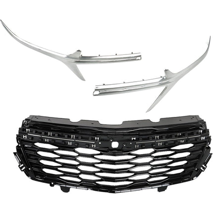 Findmall Front Upper Grille Assembly for 2022-2023 Chevrolet Equinox, Black with Chrome Trim