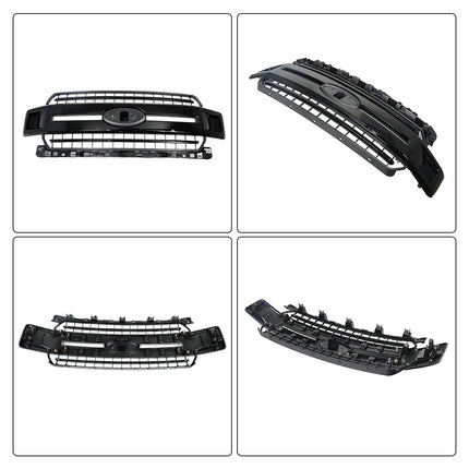 Findmall Front Bumper Radiator Grille Assembly Glossy Black with Base Rail Replacement for 2018-2020 F150 Pickup 4-Door JL3Z8200