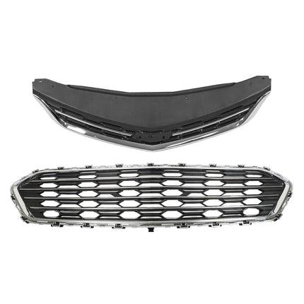 Findmall 2-Piece Front Upper and Lower Grille Set Replacement for Cruze Sedan 2016-2018