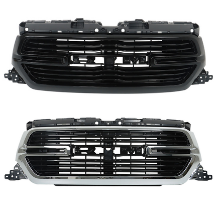 Findmall Front Upper Bumper Mesh Grille with Frame and Base Replacement for Ram 1500 2019-2022