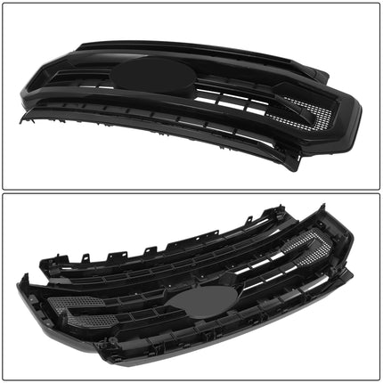 Findmall Front Upper Bumper Grille Glossy Black with 3 Straight Trim Replacement for F250 F350 Platinum Style 2020-2022 Replacement for LC3Z-8200-DB