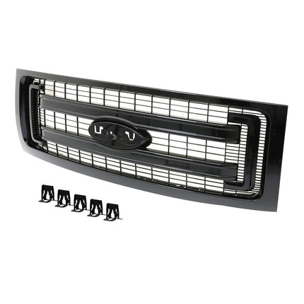 Findmall Medium Grid High Gloss Black Car Grille Front Face Grill Replacement for 2009-2014 F150 FX2 FX4 DL3Z-8200-CA