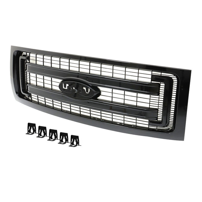 Findmall Glossy Black Medium-Grid Mesh Front Grille Replacement for F-150 FX2 and FX4 2009-2014 DL3Z-8200-CA