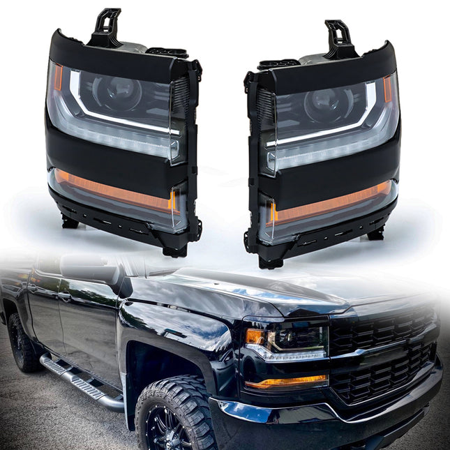 Findmall Headlight Replacement for Silverado 1500 Left LH Right RH Black