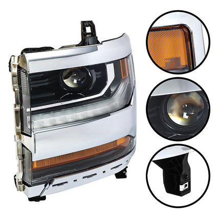 Findmall Headlight Assembly Replacement for Silverado 1500 Left LH Chrome
