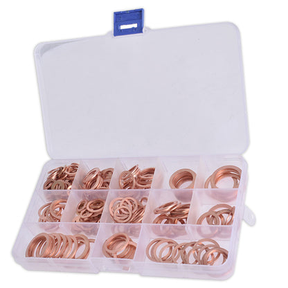 Brass Flat and Lock Washers 280pcs Assorted 12 Size Solid Copper Crush Washers Seal Flat Ring Hydraulic Fittings Set for Sump Plugs Water Fuel Hydraulic Fittings