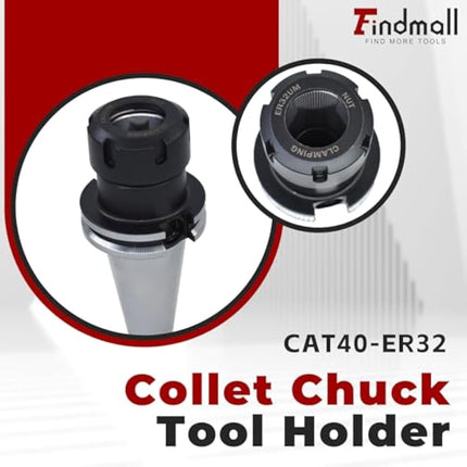 Findmall CAT40-ER32 Collet Chuck 2.76 Inch Gage Length 8pcs Collet Chuck Set Fit for CNC Engraving Machine and Milling Lathe Tool