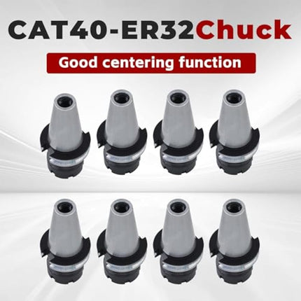 Findmall CAT40-ER32 Collet Chuck 2.76 Inch Gage Length 8pcs Collet Chuck Set Fit for CNC Engraving Machine and Milling Lathe Tool