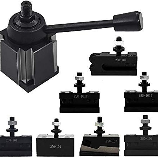 Findmall AXA Size 250-111 Wedge Type Tool Post Set Fit for Lathe +2 Extra T Tool Holder