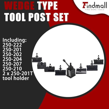 Findmall Bxa 250-222 Tool Post Set Wedge Type Quick Change Turning and Facing Holders Fit for Lathe (8)