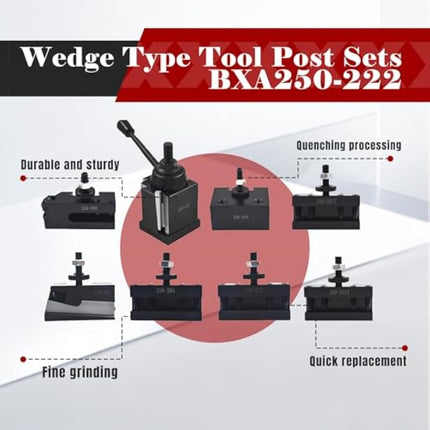 Findmall Bxa 250-222 Tool Post Set Wedge Type Quick Change Turning and Facing Holders Fit for Lathe (8)