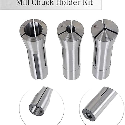 Findmall 29Pcs R8 Collet Set 1/32 inch to 1 inch Mill Collets Set Steel Mill Chuck Holder Fit for Mill Machine