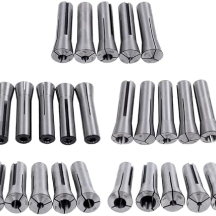 Findmall Colton Industrial Tools 25Pc High Accuracy R8 Round Collet Set | 0.0005 TIR, Fit for CNC Machining, Milling, and Drilling